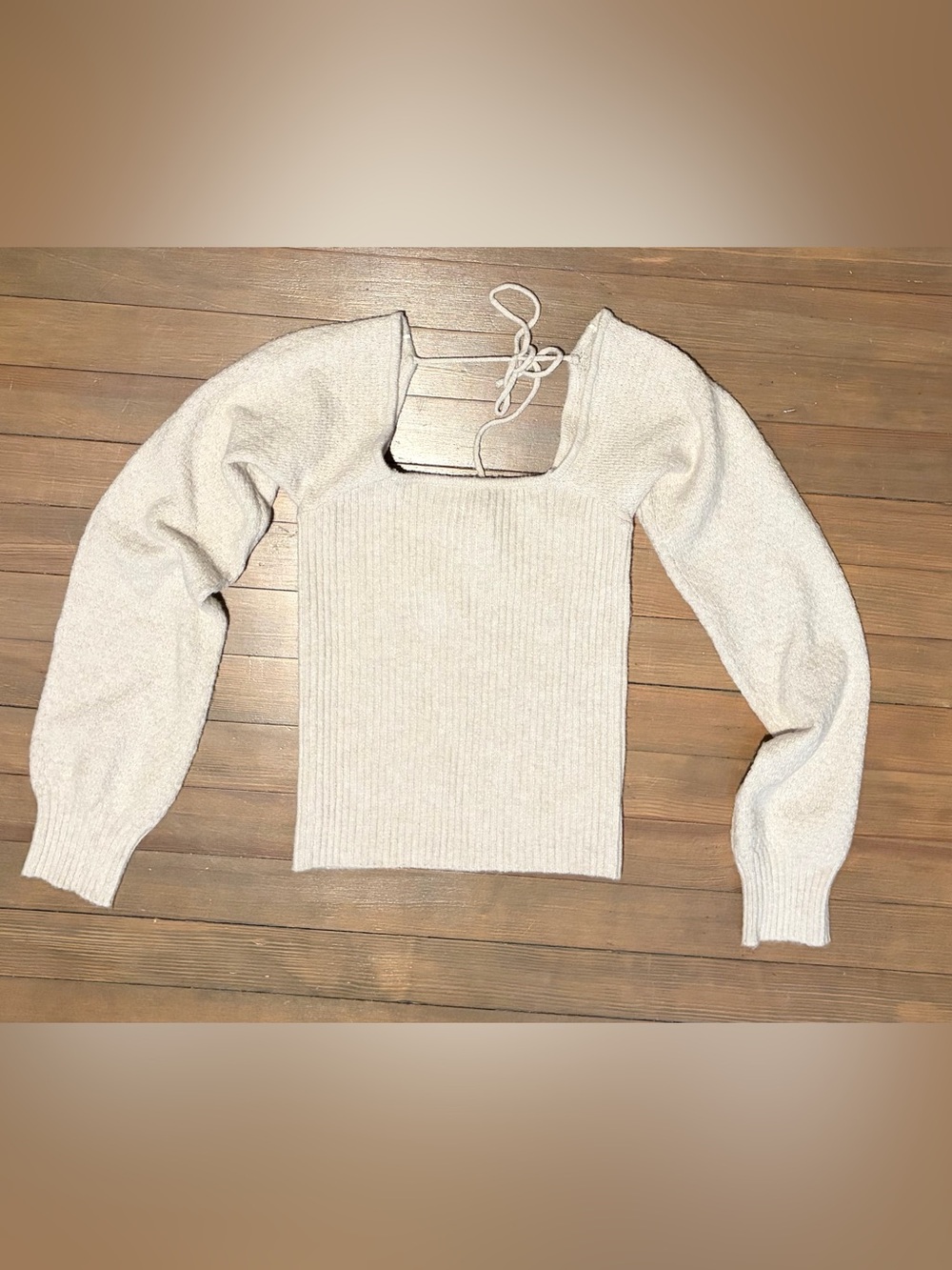 Hippie Rose CreamSquare Neck Sweater